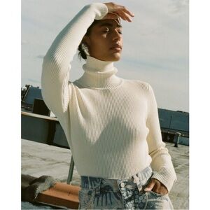 NWT Mara Hoffman Ivory Ribbed Turtleneck Sweater